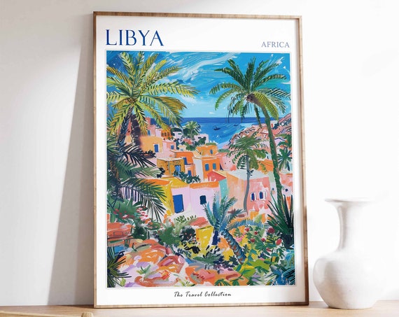Libya Travel Poster Libya Travel Print Libyan Decor Islamic Travel Poster Libyan Art Libyan Gift Libya Travel Art