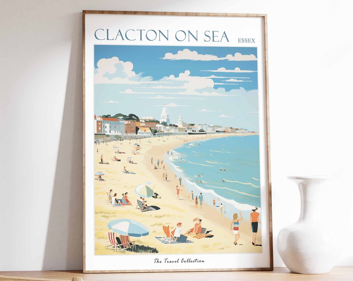 Clacton On Sea Poster Clacton On Sea Travel Print Essex Poster Clacton On Sea Travel Poster Beach Art Clacton On Sea Gift