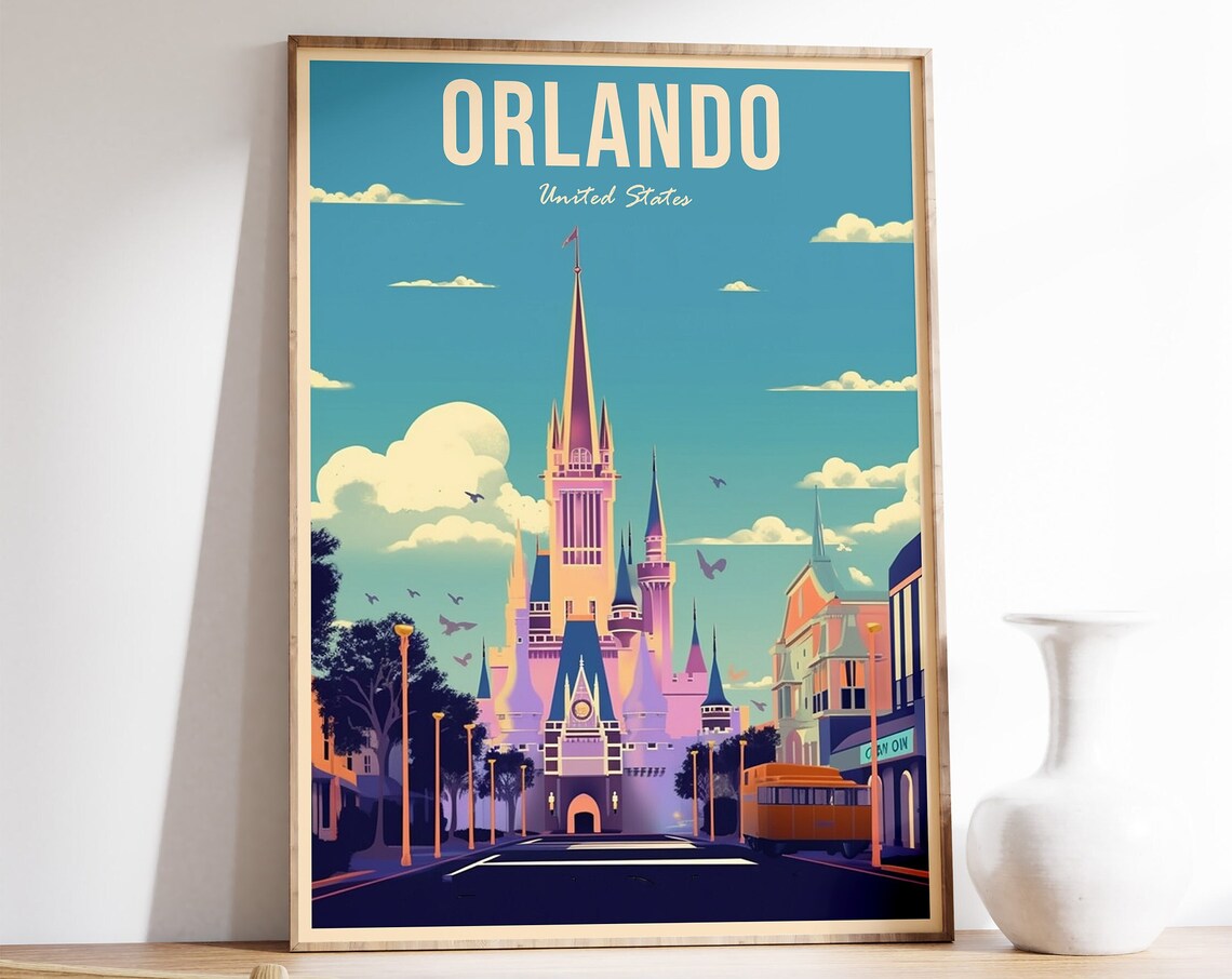 Orlando Vintage Florida Travel Poster, Wall Art