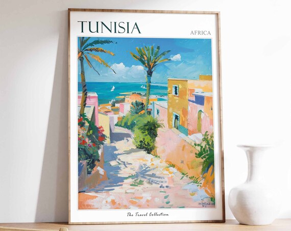 Tunisia Poster Tunisia Travel Print Tunisian Decor Tropical Decor Botanical Art African Gift Tunisian Gift North African Wall Art