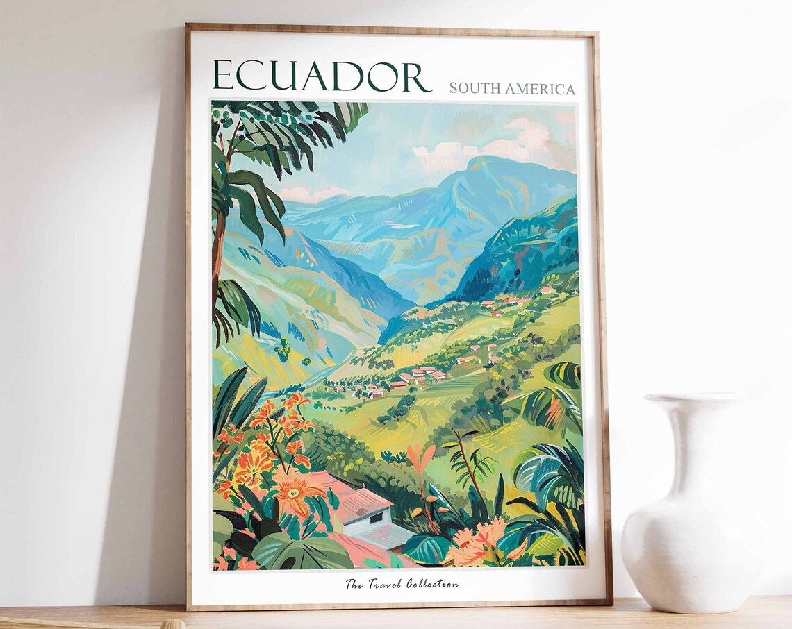 Ecuador Tropical Travel Poster, South Decor
