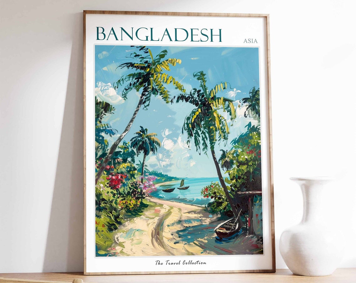 Bangladesh Poster Bangladesh Travel Print Islamic Travel Poster Islamic Decor Middle Eastern Art Travel Gift Floral Print