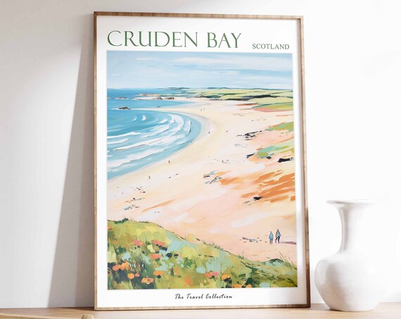 Cruden Bay Poster Cruden Bay Travel Print Scotland Travel Poster Scottish Decor Tropical Decor Sea Print Cruden Bay Gift
