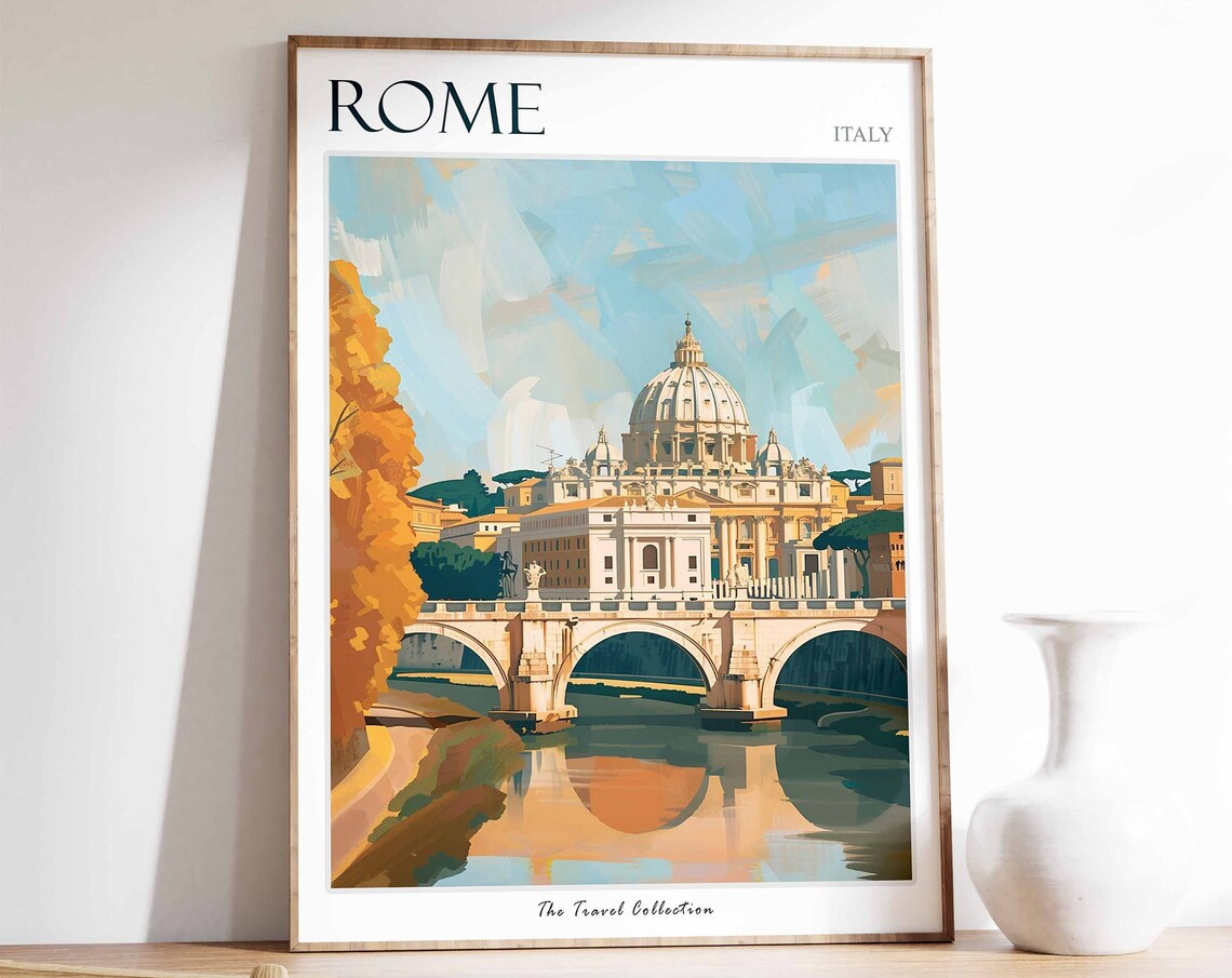 Rome Poster Rome Travel Print Tropical Decor City Wall Art Italian Decor Italy Travel Print Rome Gift Rome Travel Poster