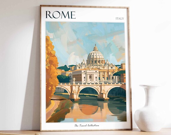 Rome Poster Rome Travel Print Tropical Decor City Wall Art Italian Decor Italy Travel Print Rome Gift Rome Travel Poster