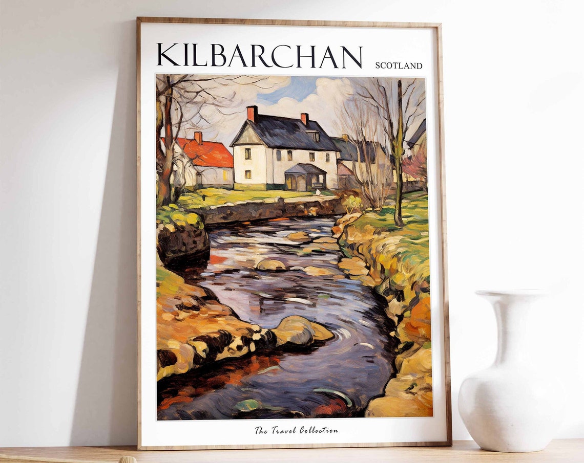 Kilbarchan Poster Kilbarchan Travel Print Scotland Travel Poster Scottish Decor Tropical Decor Sea Print Kilbarchan Travel Poster