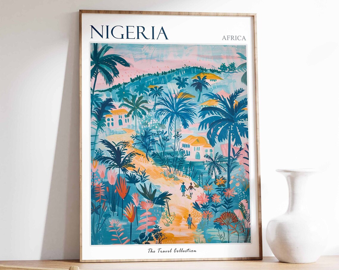 Nigeria Poster Nigeria Travel Print Nigerian Travel Poster African Decor Tropical Decor Botanical Art African Art Nigerian Gift