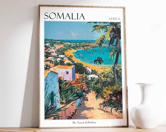 Somalia Poster Somalia Travel Print Somalian Travel Poster African Decor Tropical Decor Botanical Art African Gift Somalian Gift