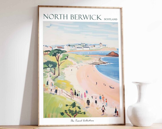 North Berwick Poster North Berwick Travel Print Scotland Travel Poster Scottish Decor Tropical Decor North Berwick Travel Poster