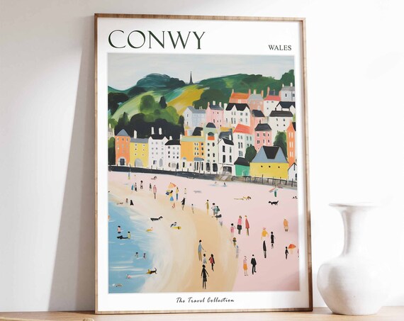 Conwy Poster Conwy Travel Print Wales Travel Poster Welsh Decor Tropical Decor Conwy Print Conwy Gift Wales Travel Poster