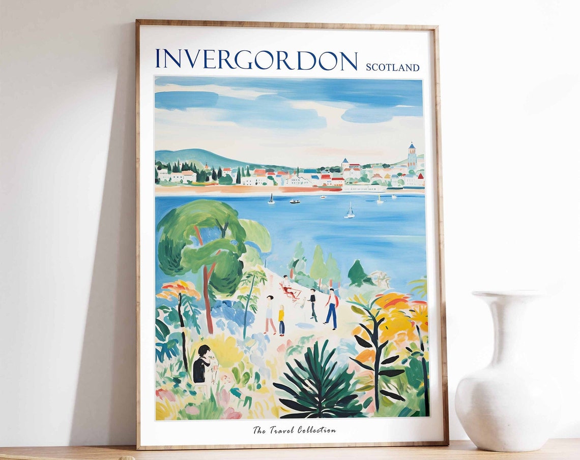 Invergordon Poster Invergordon Travel Print Scotland Travel Poster Scottish Decor Tropical Decor Sea Print Invergordon Travel Poster