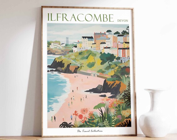 Ilfracombe Poster Ilfracombe Travel Print Devon Travel Poster British Decor Tropical Decor Ilfracombe Gift Ilfracombe Travel Poster