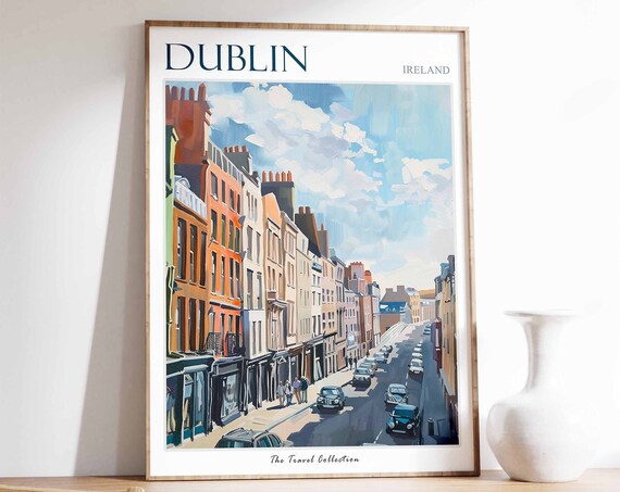 Dublin Poster Dublin Travel Print Tropical Decor City Wall Art Irish Decor Ireland Travel Print Dublin Gift Dublin Travel Poster