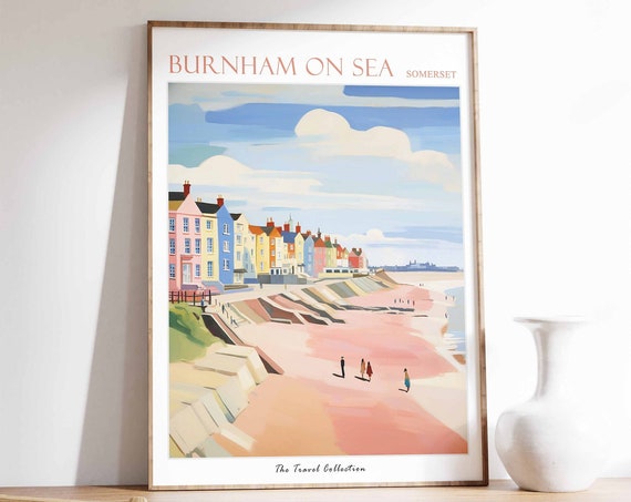 Burnham On Sea Travel Poster, Somerset Beach Art