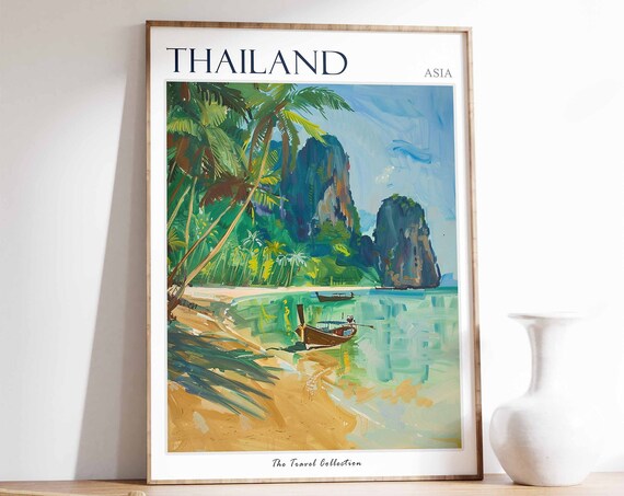 Thailand Poster Thailand Travel Print Thai Decor Oriental Art Tropical Wall Art Botanical Print Thai Gift Thai Wall Art Thailand Art