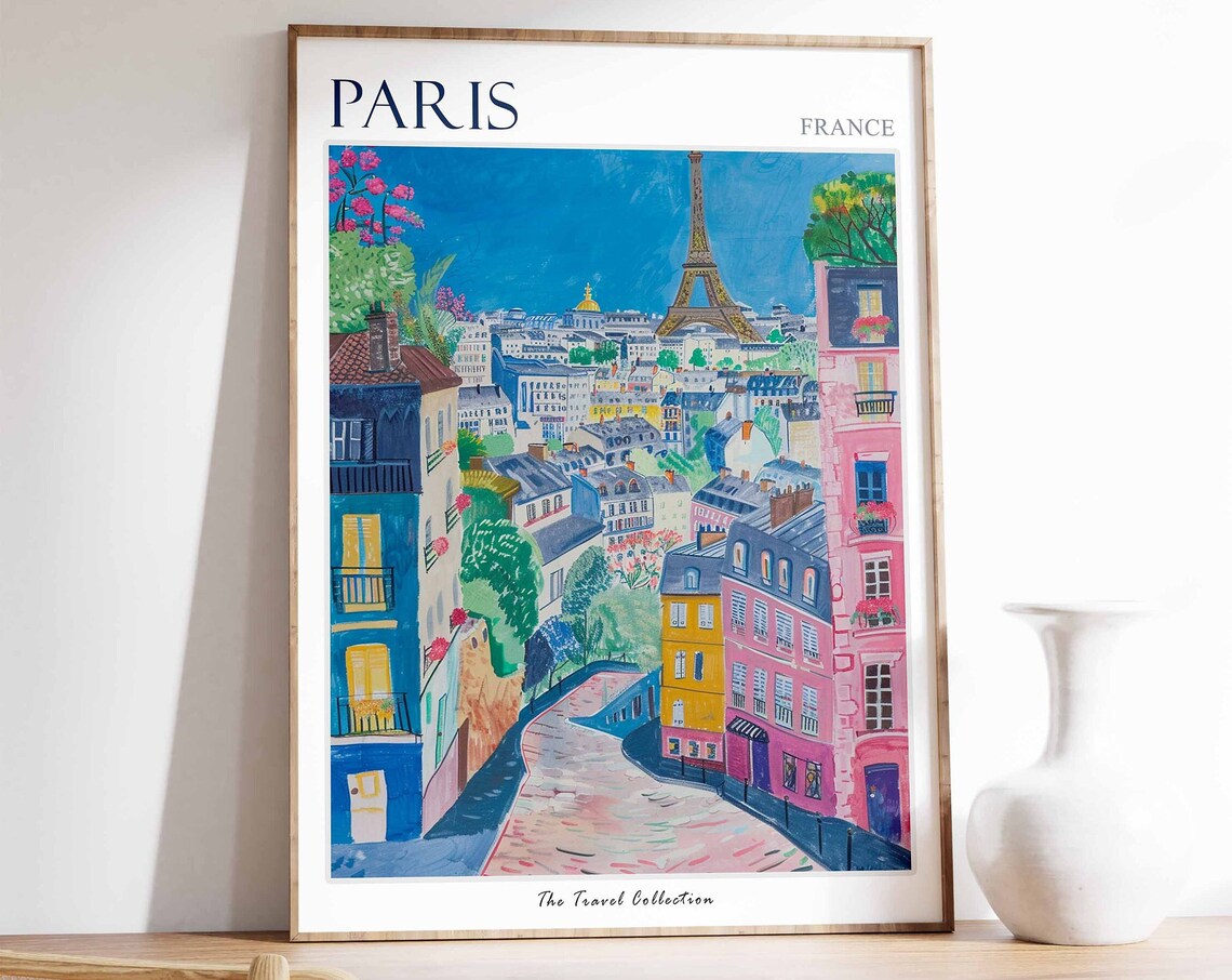 Paris France Montmartre Eiffel Tower Street Travel Collection Poster