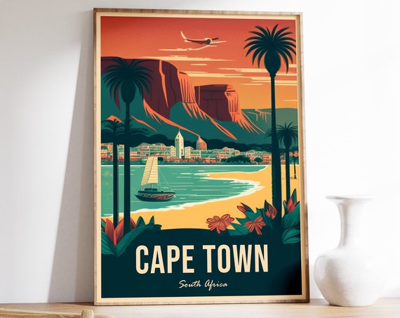 Cape Town Travel Print Poster South Africa Wall Art Colourful Vintage Gift A1a2a3a4