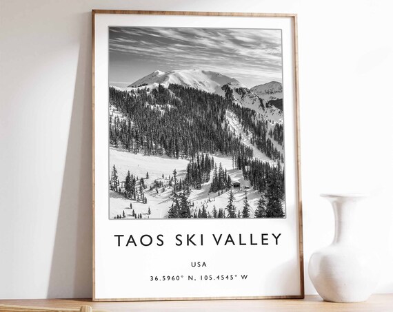 Taos Ski Valley Poster Taos Ski Valley Print Usa Skiing Poster New Mexico Skiing Print Taos Ski Valley Gift Skiing Travel Print