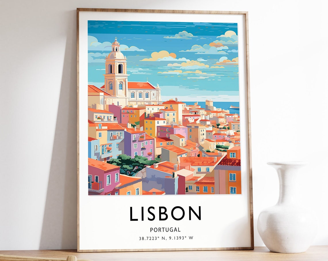 Lisbon Travel Poster Lisbon Travel Print Portugal Travel Poster Travel Art Travel Decor Colourful Travel Art Photographic Art