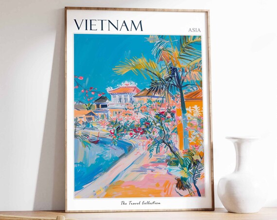 Vietnam Poster Vietnam Travel Print Vietnamese Decor Tropical Wall Art Botanical Print Asian Art Asian Gift Vietnamese Travel Print