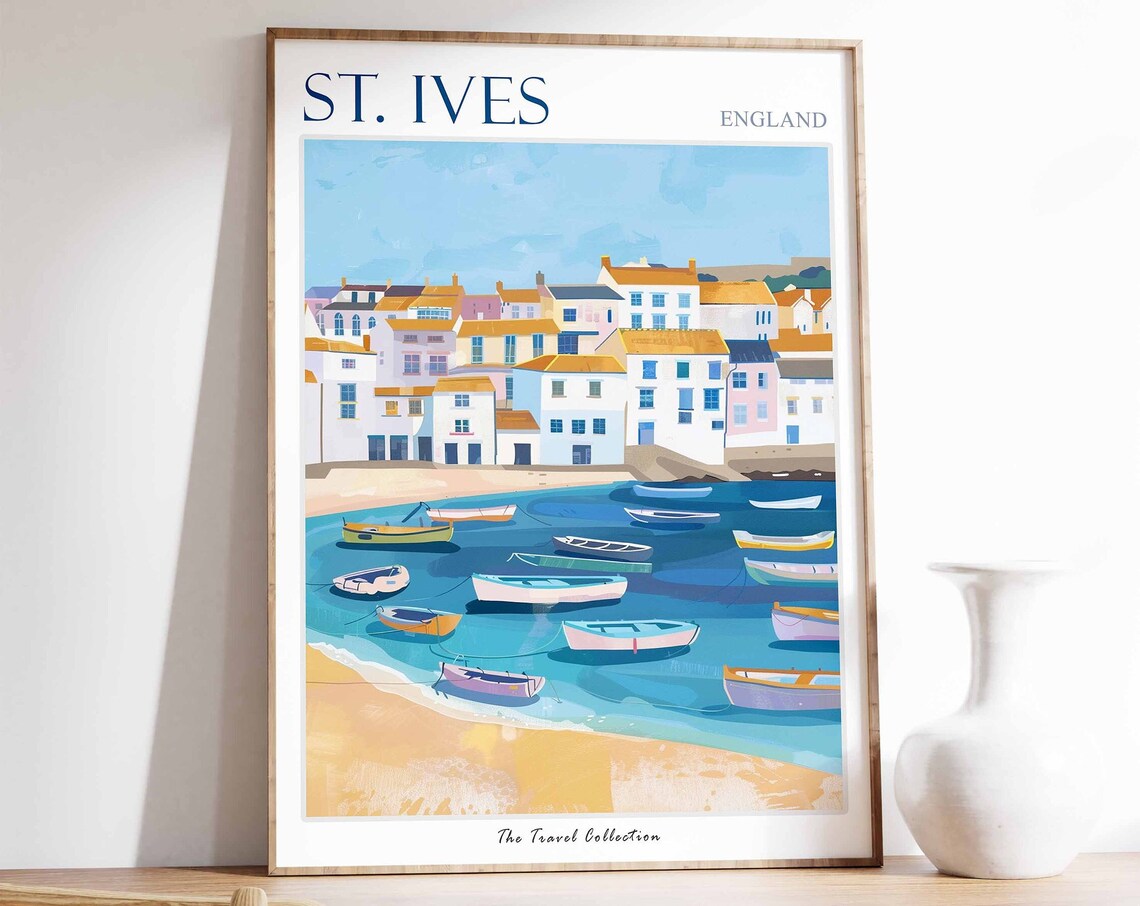 St Ives Travel Poster, Cornish Coastal Art Print