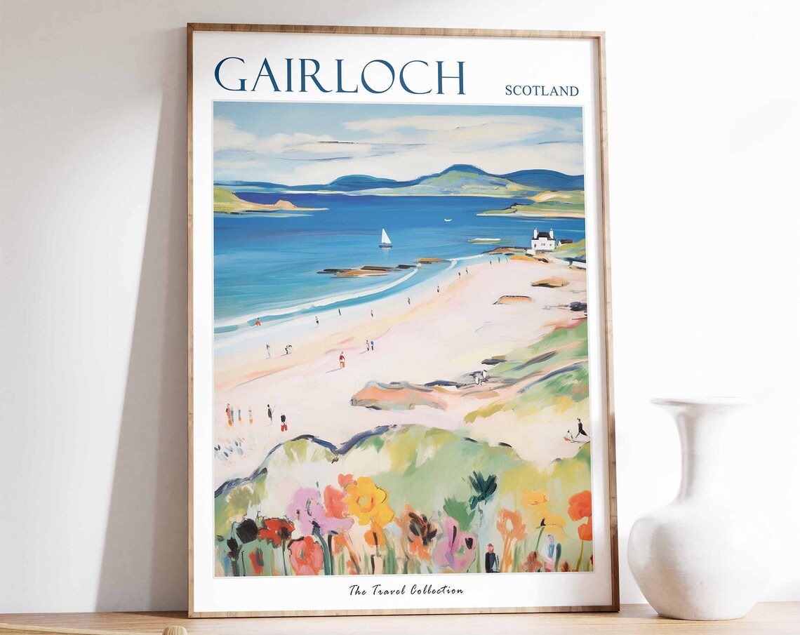 Gairloch Poster Gairloch Travel Print Scotland Travel Poster Scottish Decor Tropical Decor Sea Print Gairloch Gift