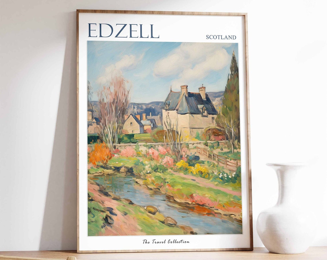 Edzell Poster Edzell Travel Print Scotland Travel Poster Scottish Decor Tropical Decor Sea Print Edzell Gift Edzell Travel Poster