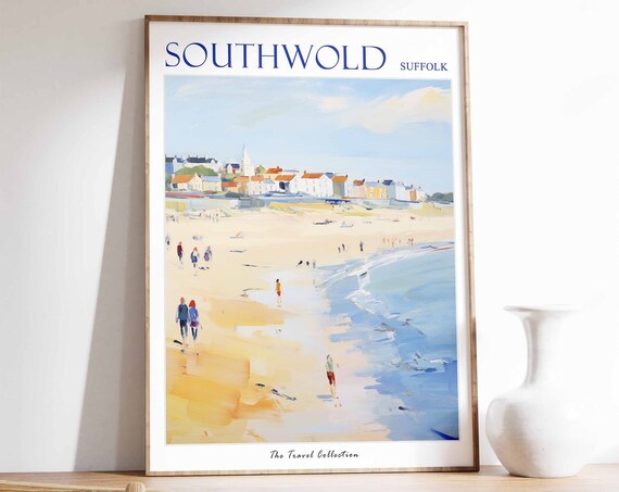 Southwold Poster Southwold Travel Print Suffolk Travel Poster British Decor Tropical Decor Southwold Gift Southwold Travel Poster