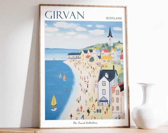 Girvan Poster Girvan Travel Print Scotland Travel Poster Scottish Decor Tropical Decor Sea Print Girvan Gift Girvan Travel Poster