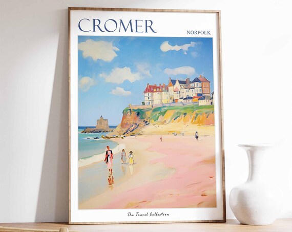 Cromer Poster Cromer Travel Print Norfolk Travel Poster British Decor Tropical Decor Sea Print Cromer Gift Cromer Travel Poster