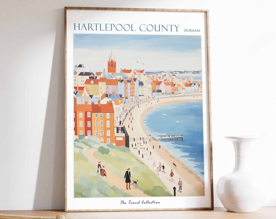 Hartlepool Poster Hartlepool Travel Print Durham Travel Poster British Decor Tropical Decor Hartlepool Gift Hartlepool Travel Poster