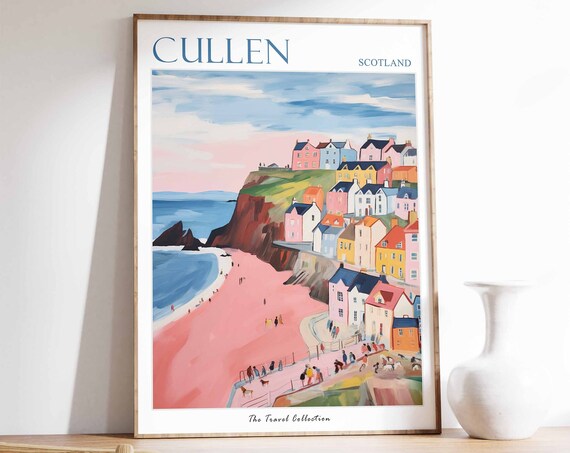 Cullen Poster Cullen Travel Print Scotland Travel Poster Scottish Decor Tropical Decor Sea Print Cullen Gift Cullen Travel Poster