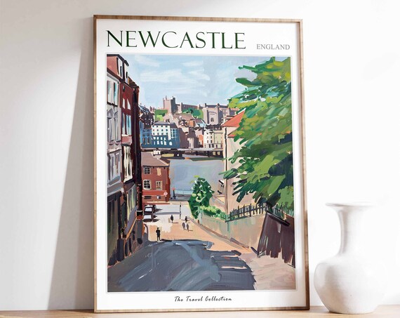 Newcastle Poster Newcastle Travel Print Tropical Decor City Wall Art British Decor England Travel Print Newcastle Gift