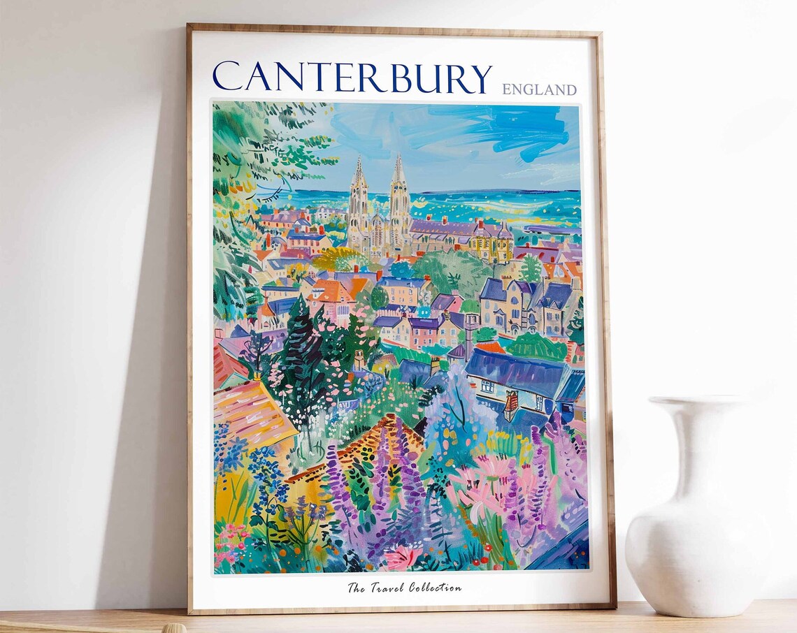 Canterbury England Cathedral Towers City Garden Rooftops Poster