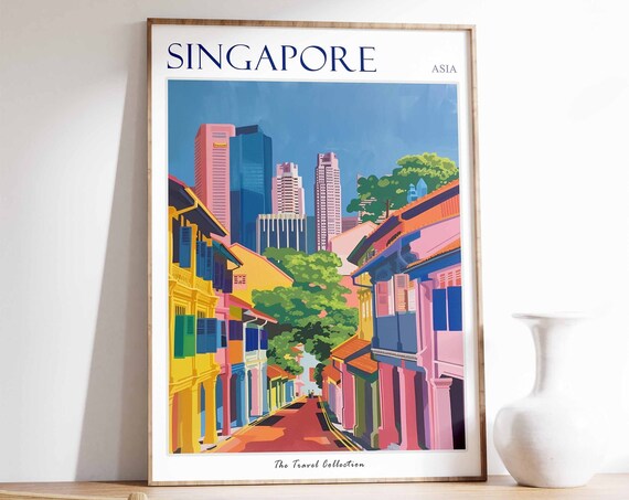 Singapore Poster Singapore Travel Print Tropical Decor City Wall Art Singaporean Decor Asia Travel Print Singapore Gift