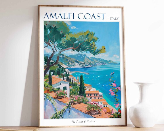Amalfi Coast Poster Amalfi Coast Travel Print Tropical Decor Botanical Wall Art Amalfi Gift Italian Print Italian Poster Amalfi Art