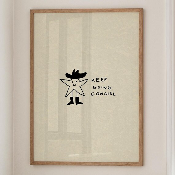 Star Cowgirl Print Minimalist Western Decor Motivational Poster Digital Download