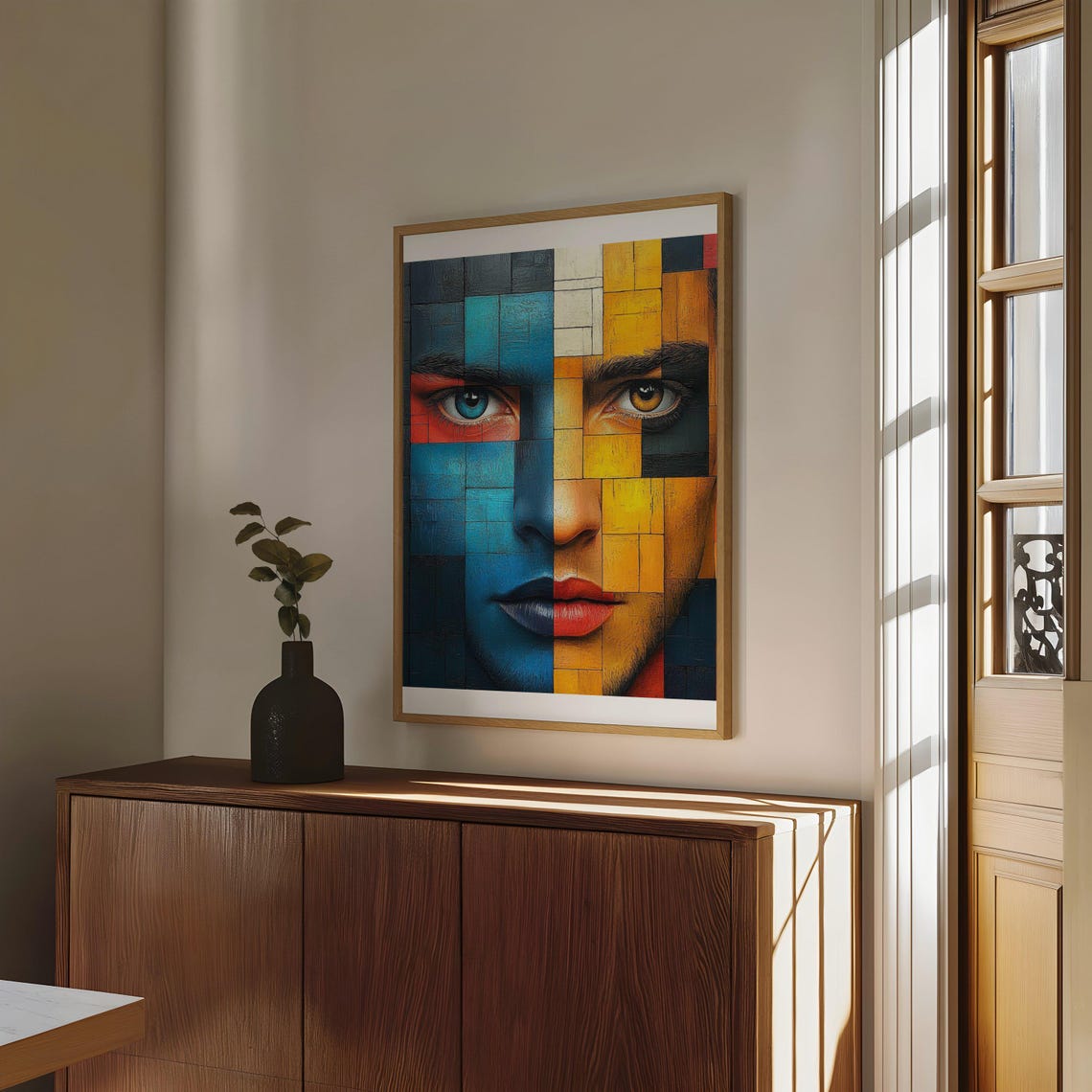 Eye Catching Modern Abstract Wall Art Geometric Face Art Print Contemporary Home Dcor Colourful Cubist Painting Poster - Image 4