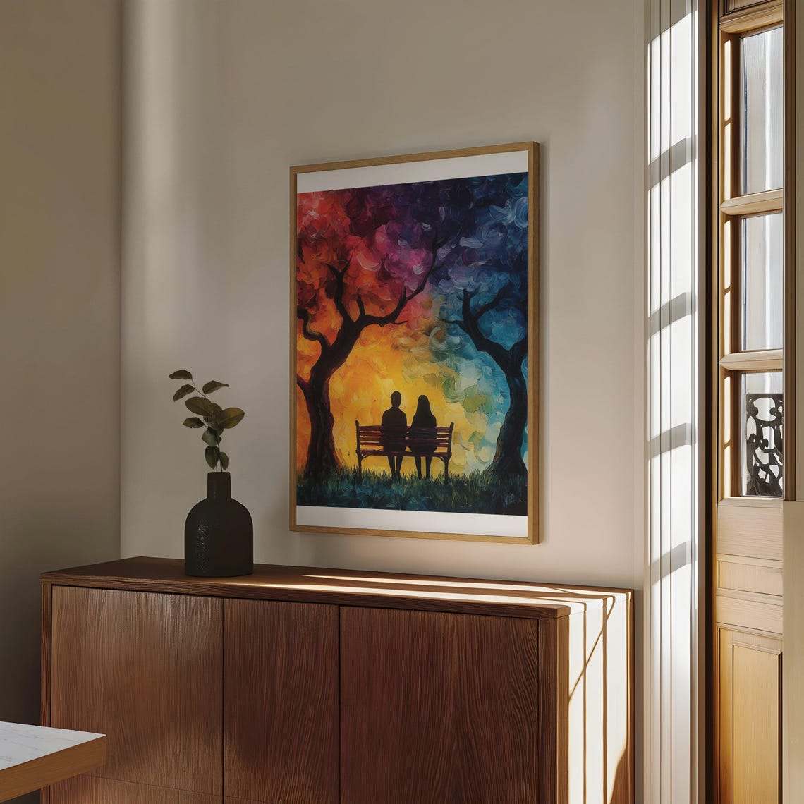 Colourful Silhouette Couple Wall Art Romantic Sunset Park Wall Print Couple Art Print For Living Room Bedroom Dcor - Image 4