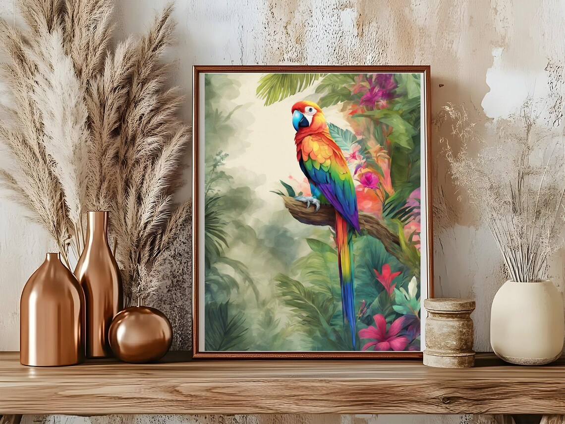 Scarlet Macaw Poster Tropical Parrot Jungle Watercolor Bird Art - Image 5