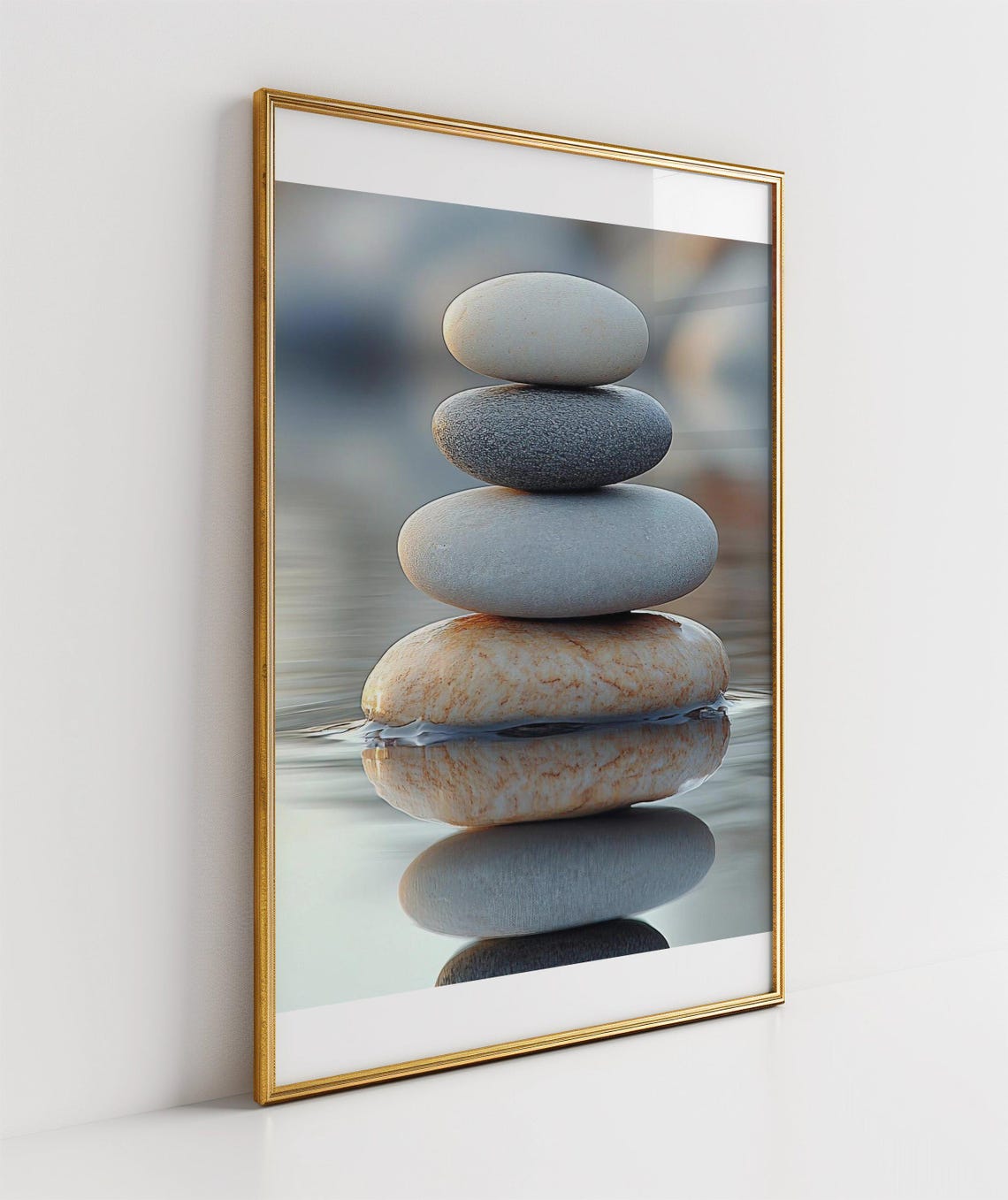 Serene Zen Stones Wall Art Dcor Tranquil Nature Print Calming Rock Stack Peaceful Setting Modern Home Artwork - Image 3