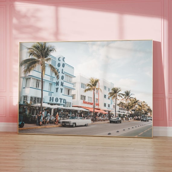 Miami Ocean Drive Colony Hotel Art Deco Street Photography Poster