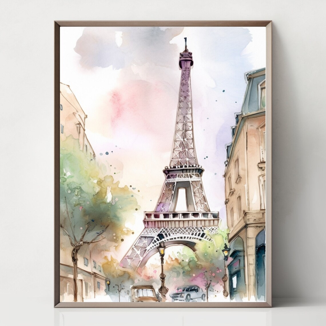 Paris Eiffel Tower Watercolor Travel Poster France