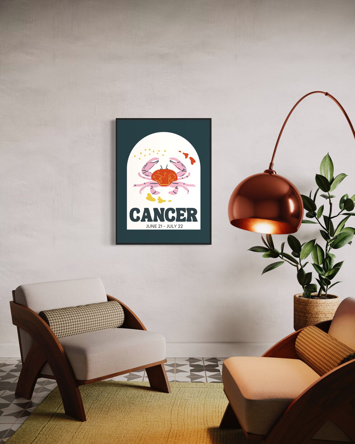 Cancer Zodiac Star Sign Pink Crab June July Astrology Art Poster - Image 4