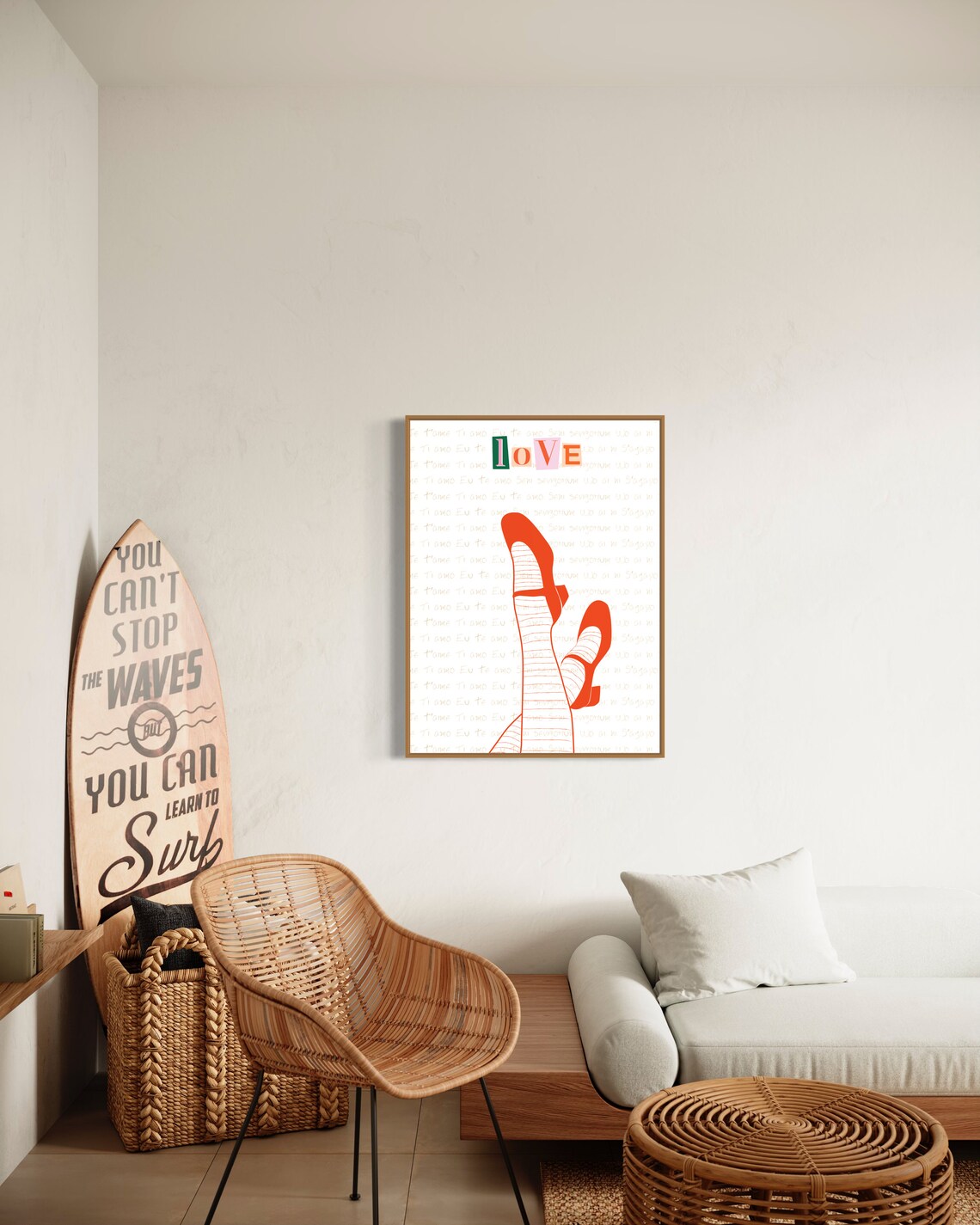 Love Block Letters Red High Heels Fashion Romance Art Poster - Image 2