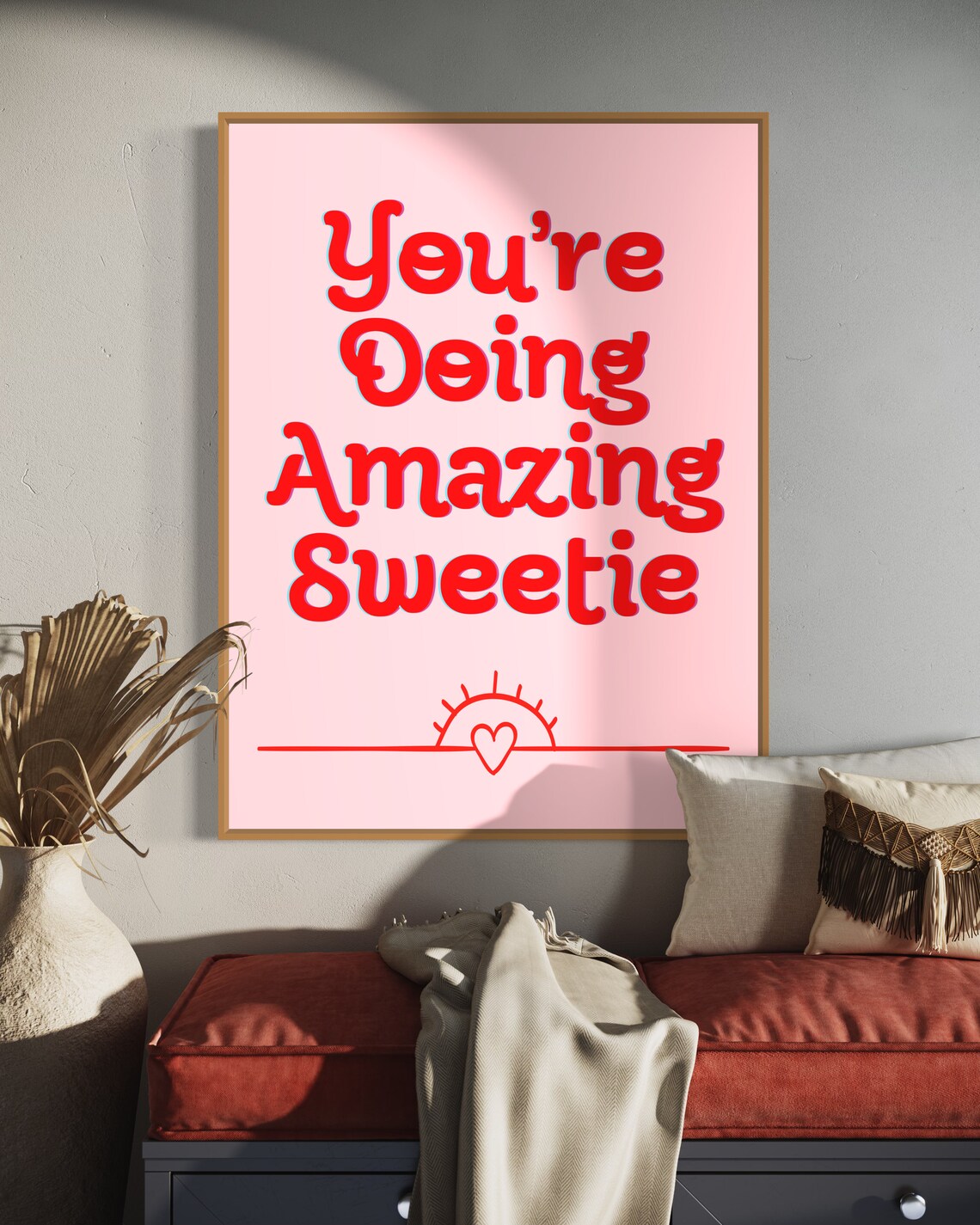 You Are Doing Amazing Sweetie Positive Quote Pink Trendy Poster - Image 3
