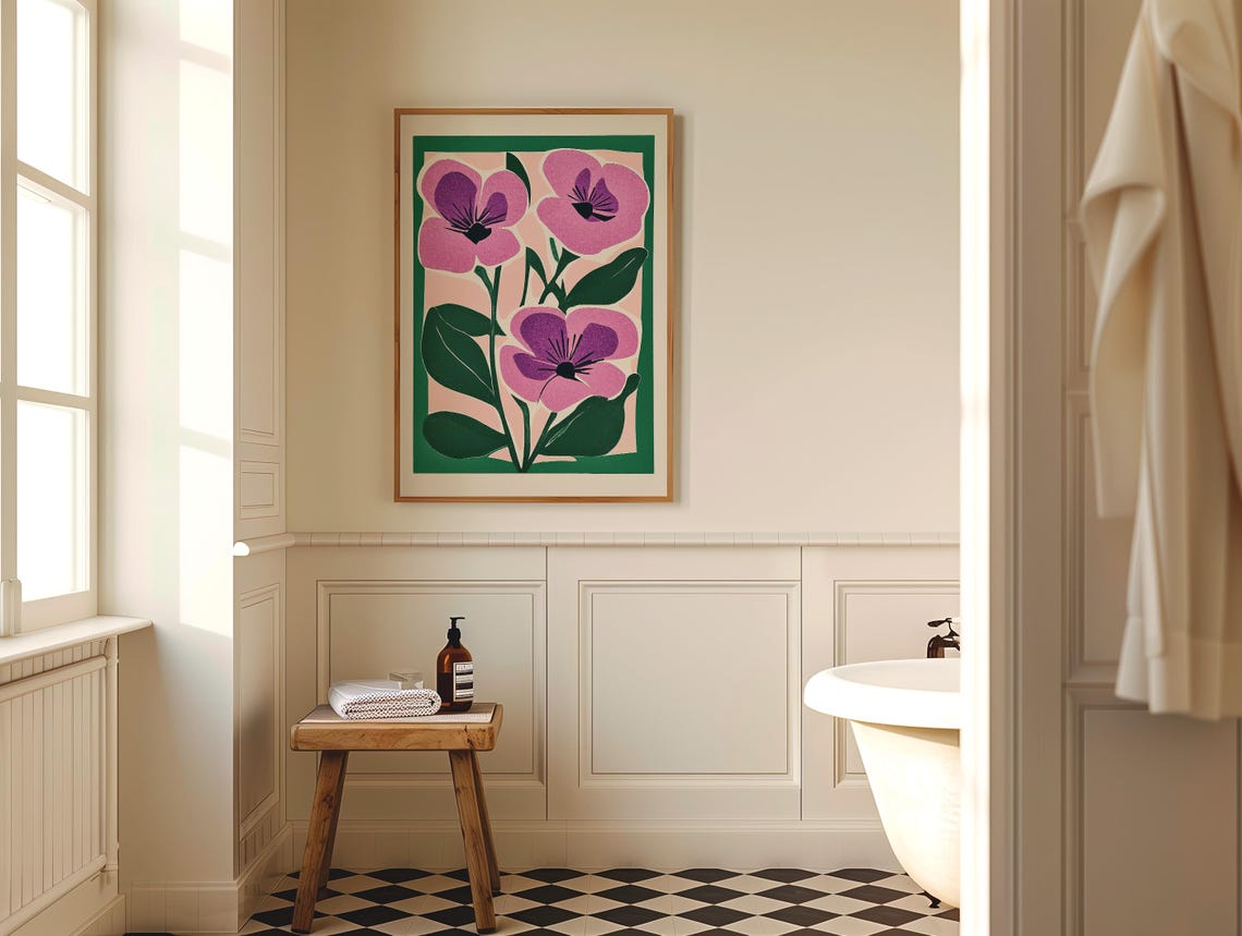 Bold Pink Purple Floral Market Botanical Modern Gallery Poster - Image 5