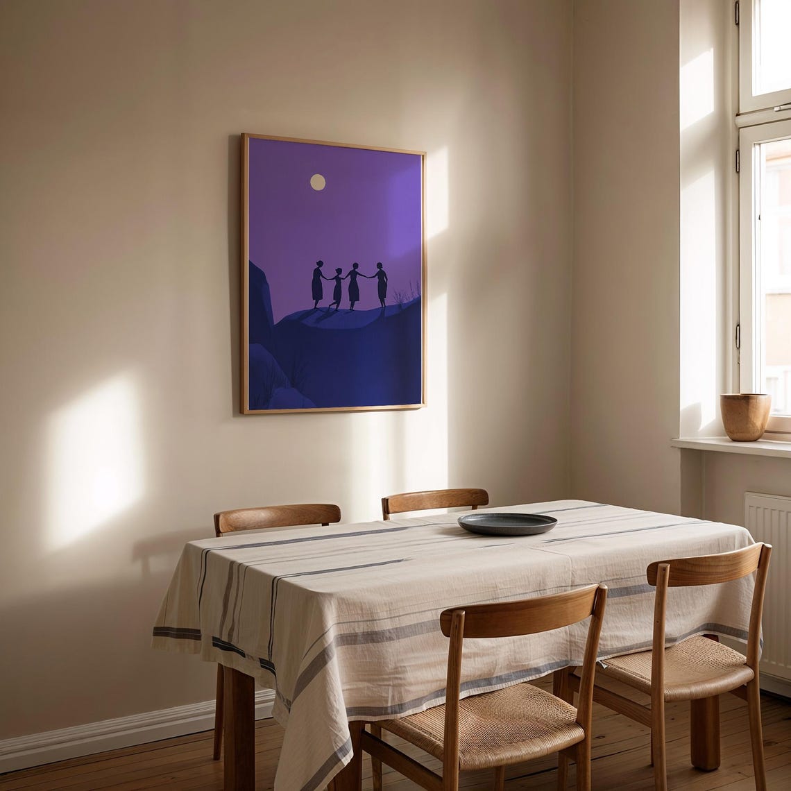 Four Women Holding Hands Under Moonlight Purple Night Poster - Image 2