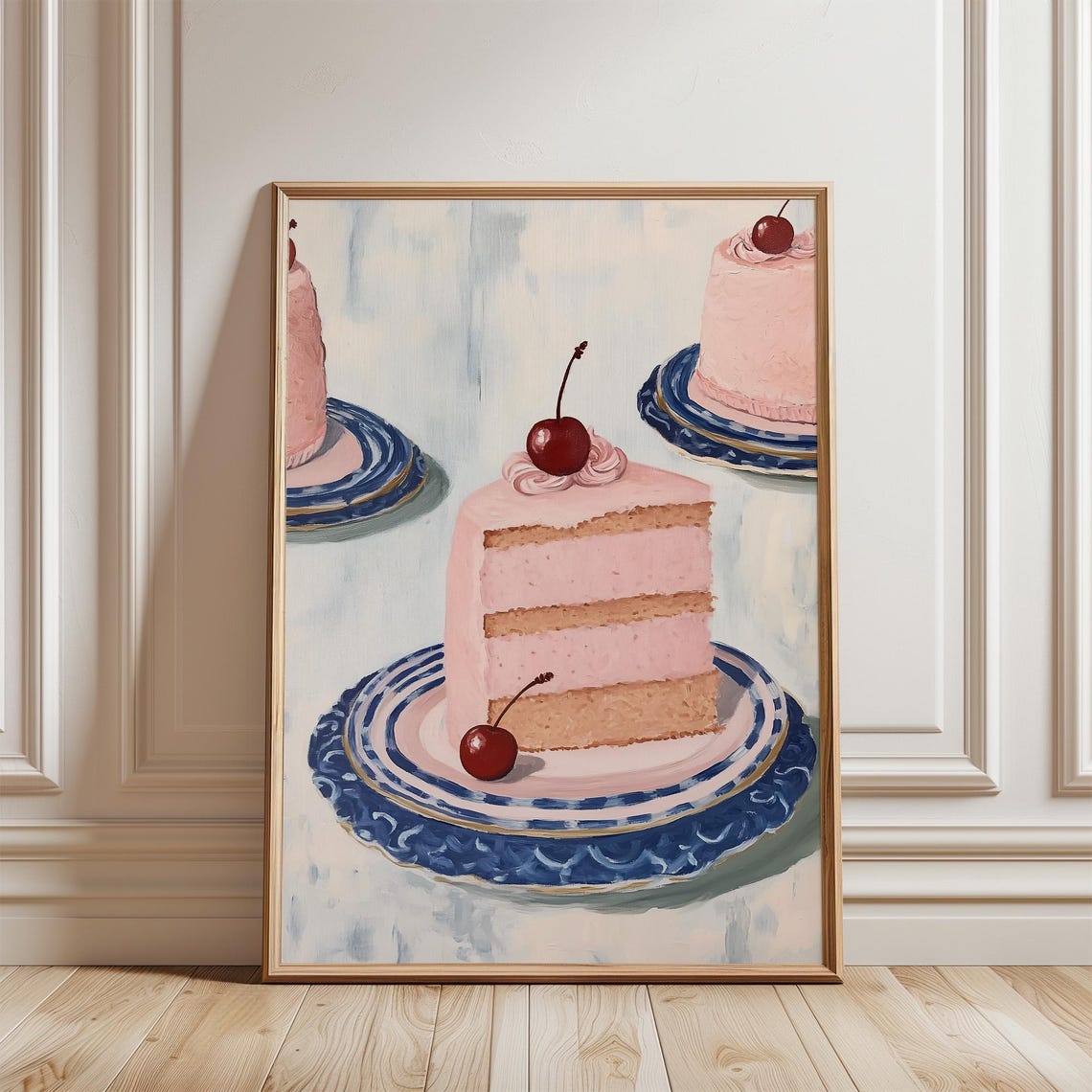 Sweet Pink Cherry Cake Slices Vintage Bakery Dessert Art Poster - Image 5