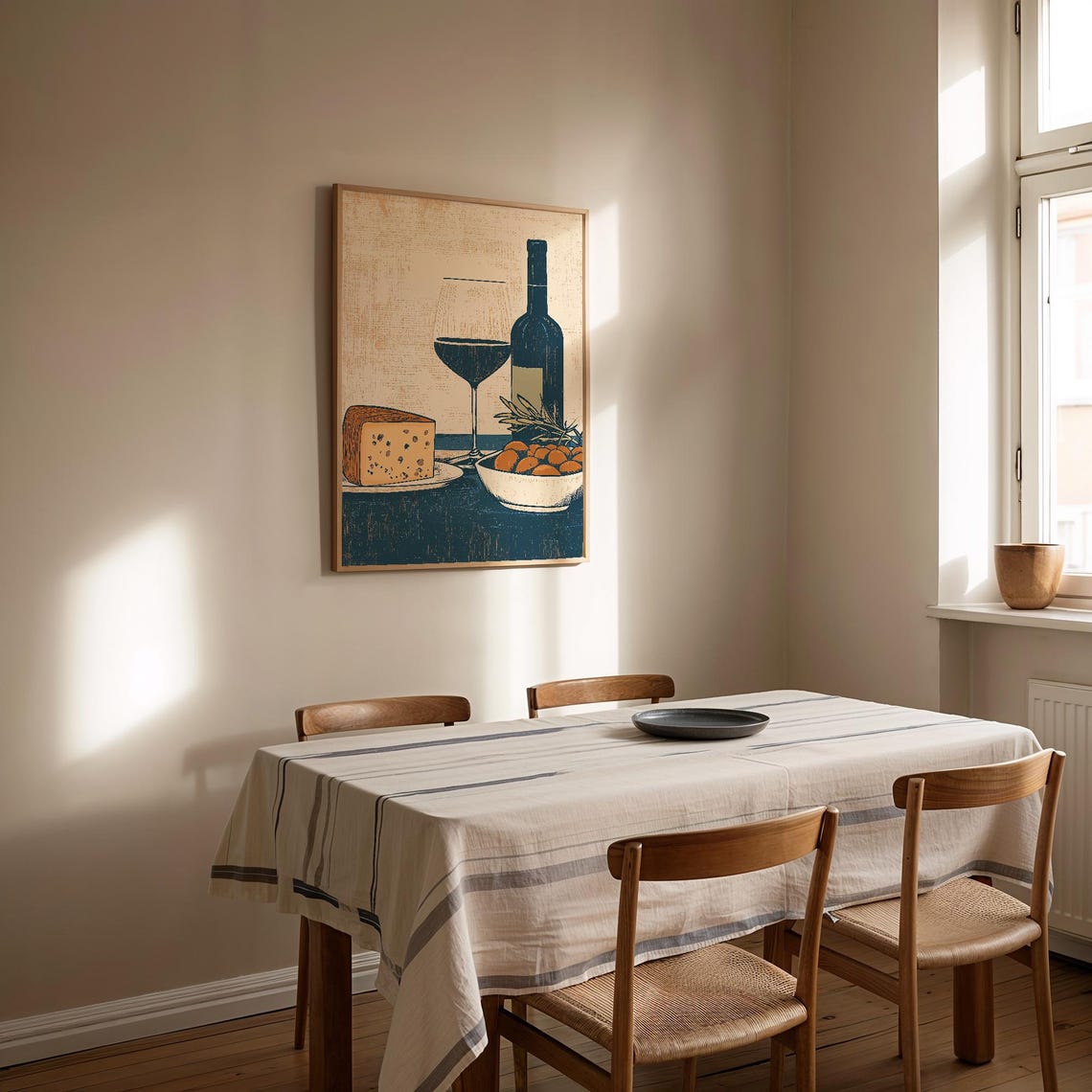 Vintage Wine and Cheese Still Life with Olives Kitchen Poster - Image 5
